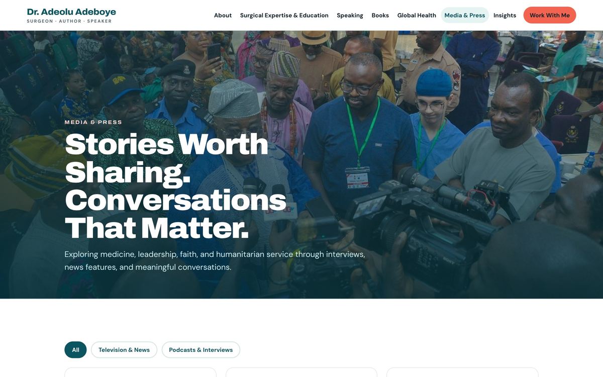 Media and press page on Dr. Adeolu Adeboye's website