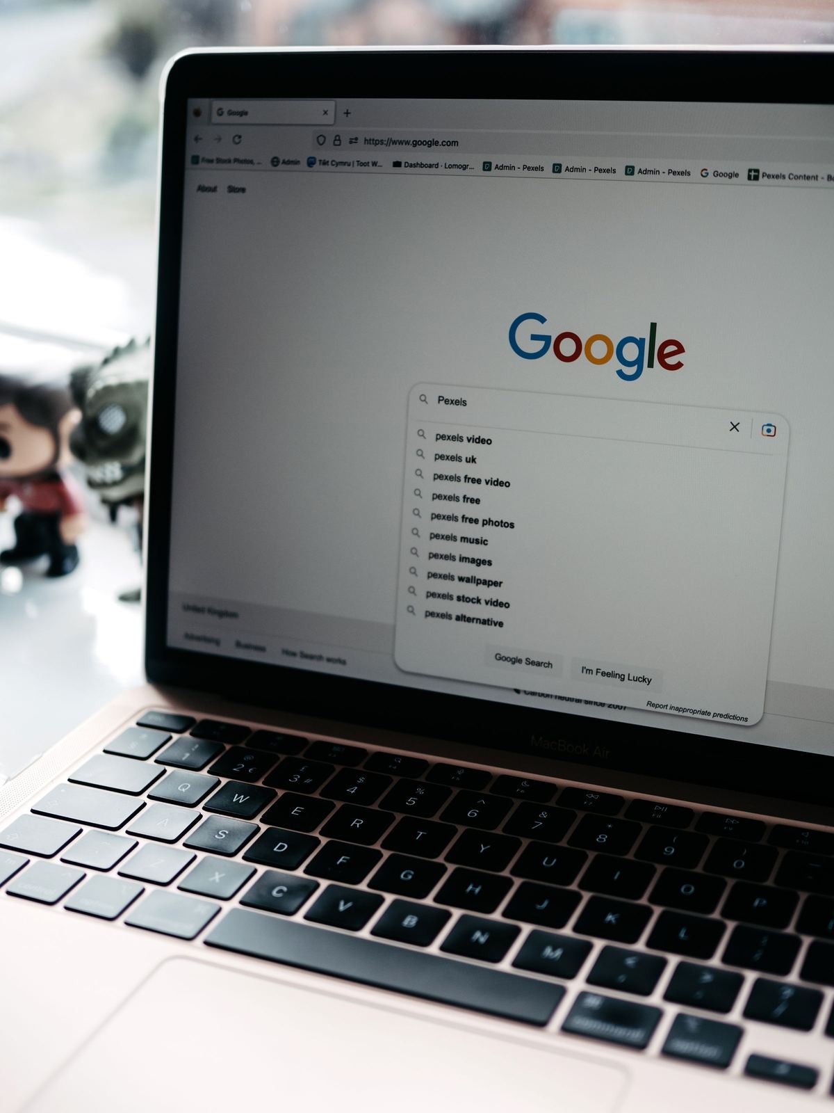 Laptop open to a search engine results page