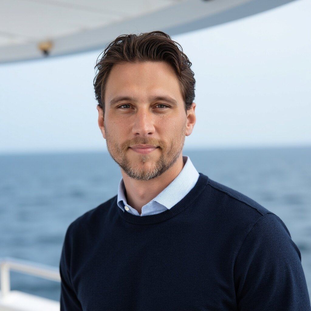 Justin Miller portrait on the water