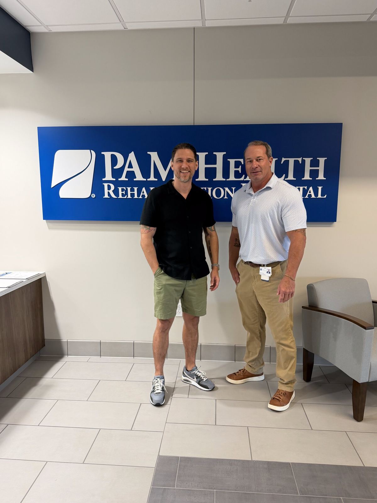 Justin Miller with a healthcare partner during a hospital visit in Tampa Bay